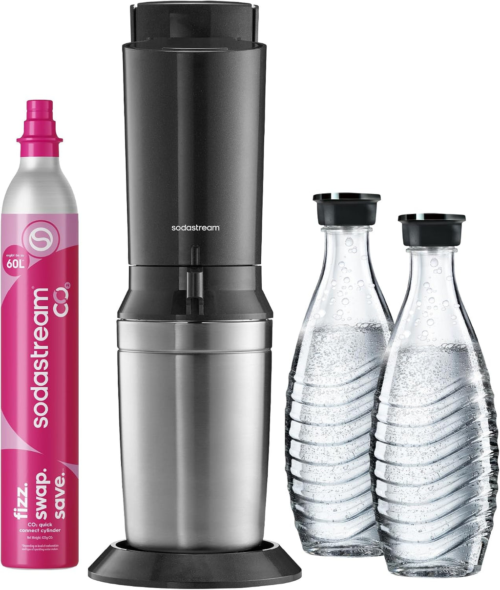 SodaStream CRYSTAL 3.0 Wassersprudler - 2x 0,7L Glaskaraffe & CO2-Zylinder