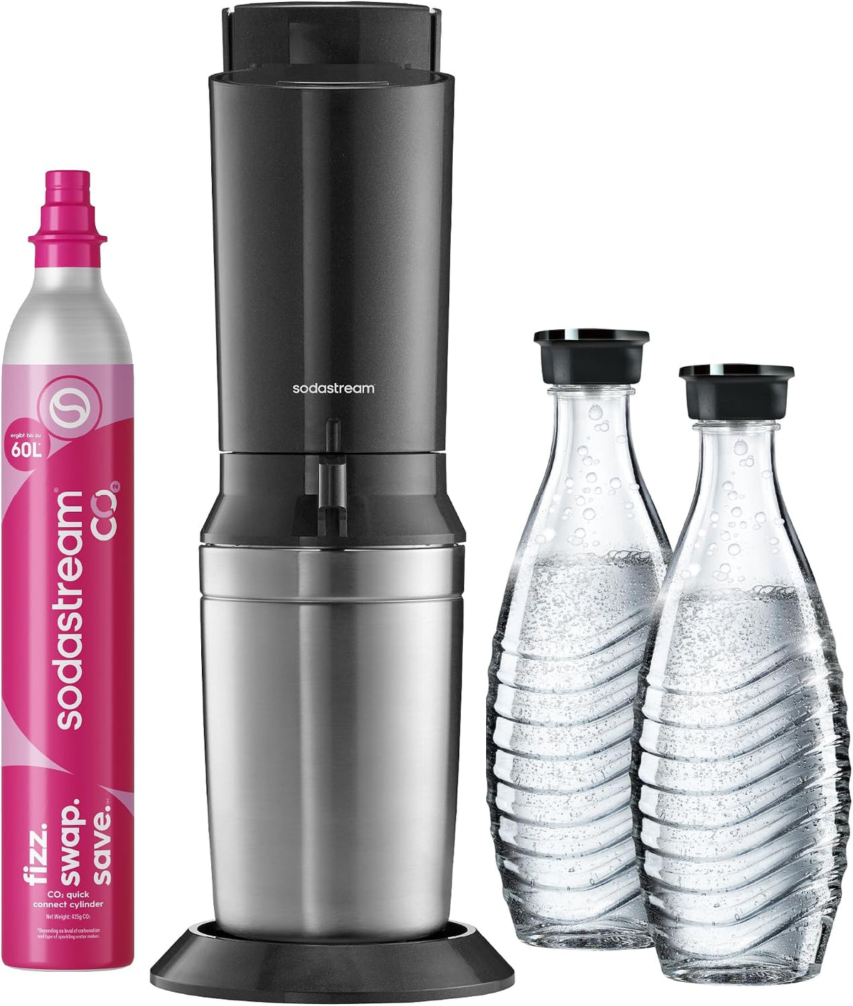 SodaStream CRYSTAL 3.0 Wassersprudler - 2x 0,7L Glaskaraffe & CO2-Zylinder