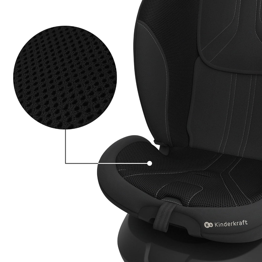 Kinderkraft I-GROW 2 PRO Child Seat 0-36 kg, I-SIZE 40-150 cm, 360 Degree Rotatable, Child Car Seat with Isofix Station, FWF and RWF, Adjustable Headrest/Backrest with Reclining Position, Black