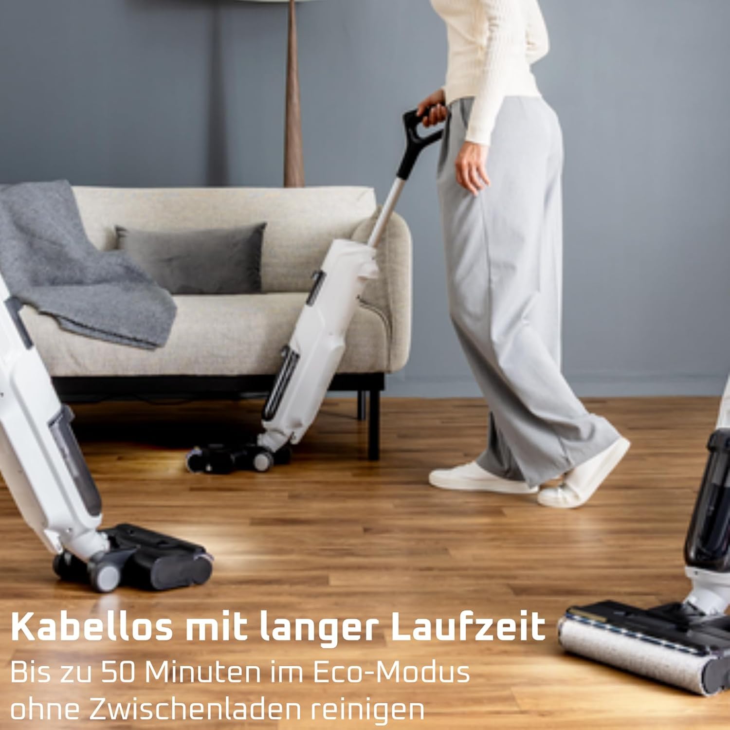 Rowenta X-Clean 5, 2-in-1 Nass- und Trockensauger, 3 Modi, präzise Reinigung, automatischer Erkennungsmodus, LED-Beleuchtung, selbstreinigend, Heißtrocknung, 50 Min. Laufzeit, Schneeweiß, GZ5557EE