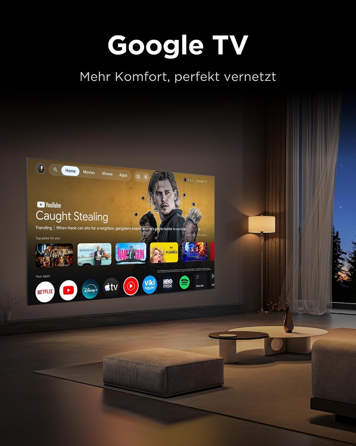 TCL 65Q7D Pro SQD-Mini LED 65 Zoll Fernseher, 4K Smart TV, Google TV