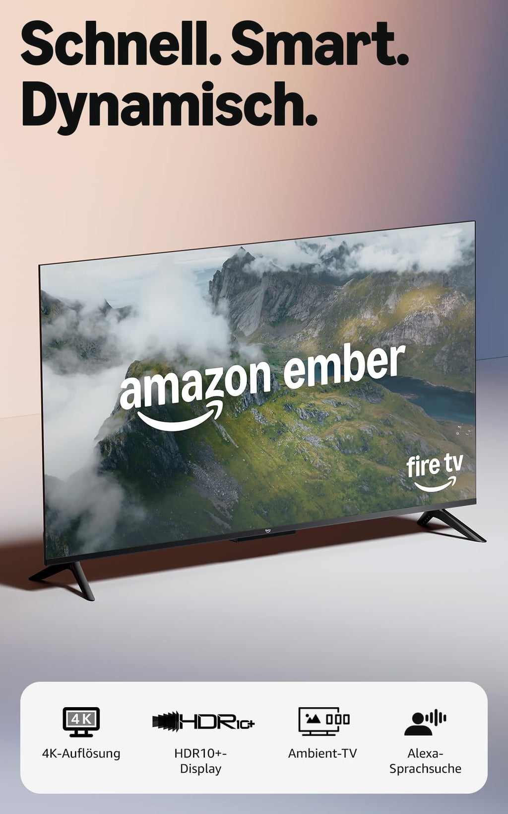 Amazon Ember 4-Serie mit Fire TV (neueste Generation), 43-Zoll-Smart-TV in 4K Ultra-HD mit Alexa-Fernbedienung, HDR10+, schnellem Prozessor, Dolby Audio, Ambient-TV und kostenlosem Live-TV