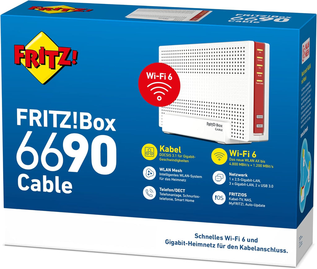FRITZ!Box 6690 | Router für den Kabel-Anschlus | Wi-Fi 6 bis zu 6 GBit/s