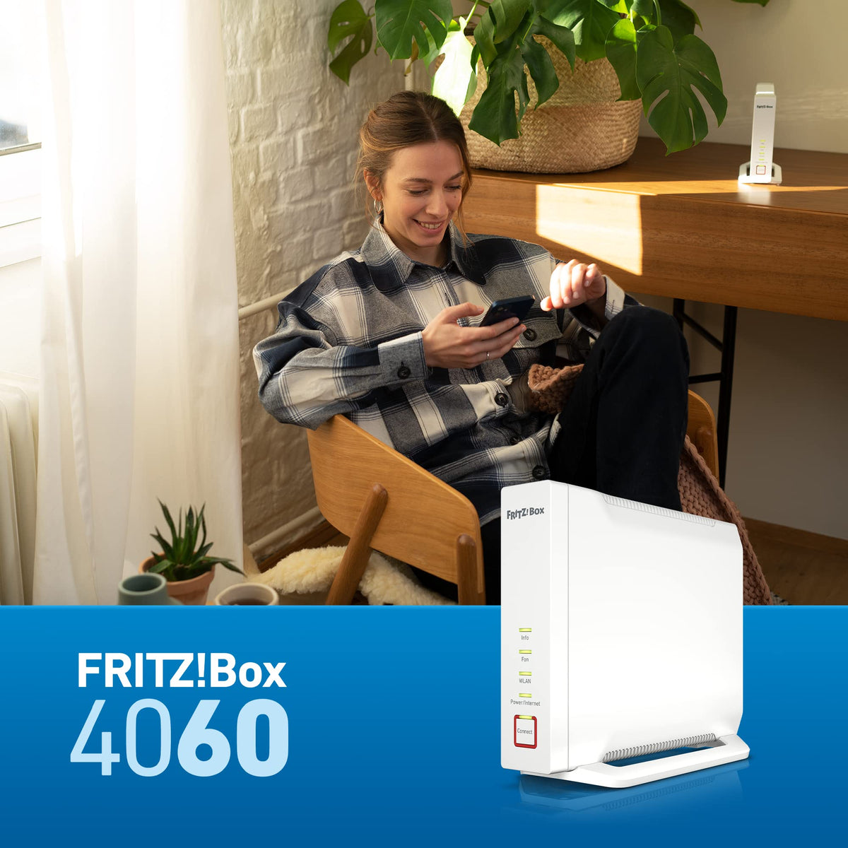 FRITZ!Box 4060 – Wi-Fi 6 Mesh Router mit 4.800 MBit/s, DECT & USB 3.0o