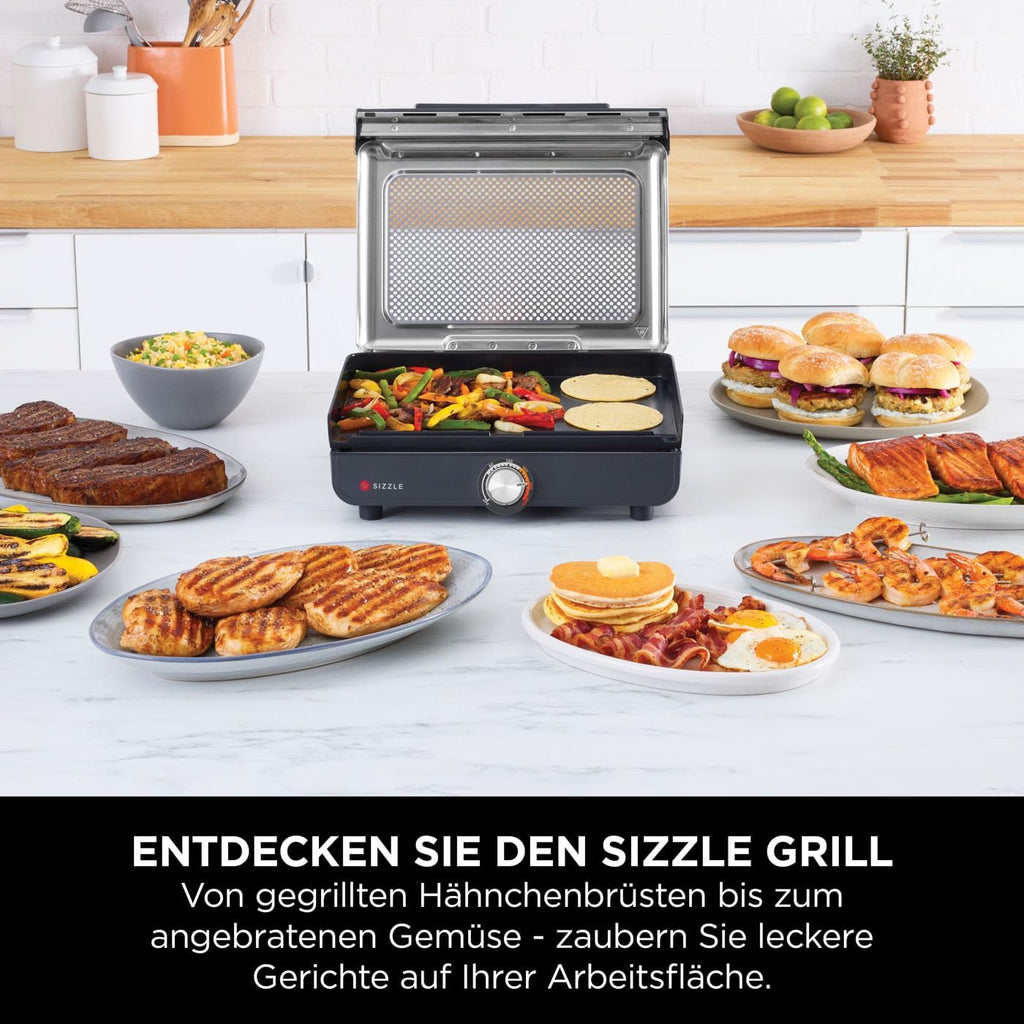 Ninja Sizzle Elektrogrill Indoor & Plancha (Flat Grill Plate) Grau GR101EU
