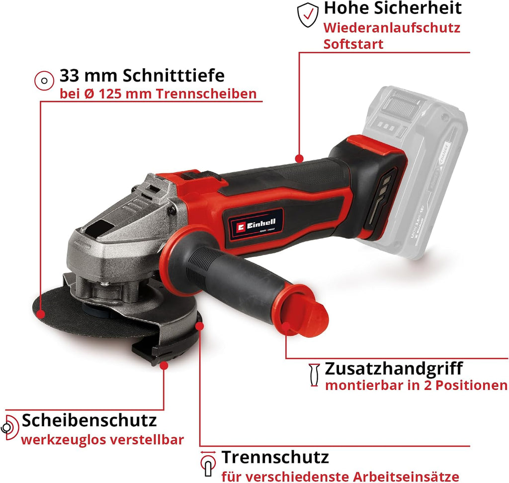 Einhell Akku-Winkelschleifer TE-AG 18/125-2 Li-Solo