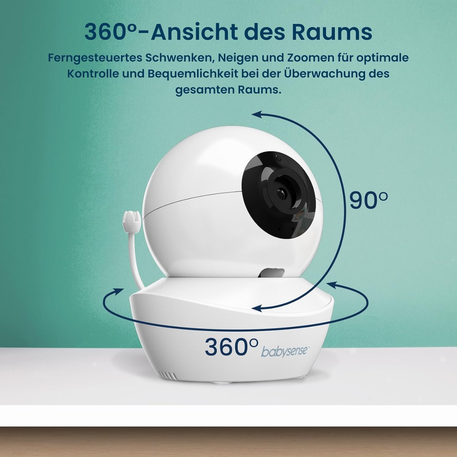 Babysense Baby Monitor HD 5 Inch with 2 Cameras, Video Baby Monitor without WiFi, Night Light, Lullabies, 300 m Range, Two-Way Audio, 4x Zoom, 4000 mAh Battery