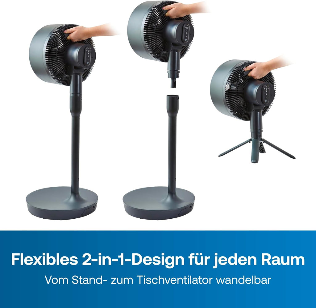 Dimplex DUOCOOL Smart Wireless 2-in-1 Akku-Ventilator – 45h, 36dB, IP54, 20m, Alexa, App, Schwarz