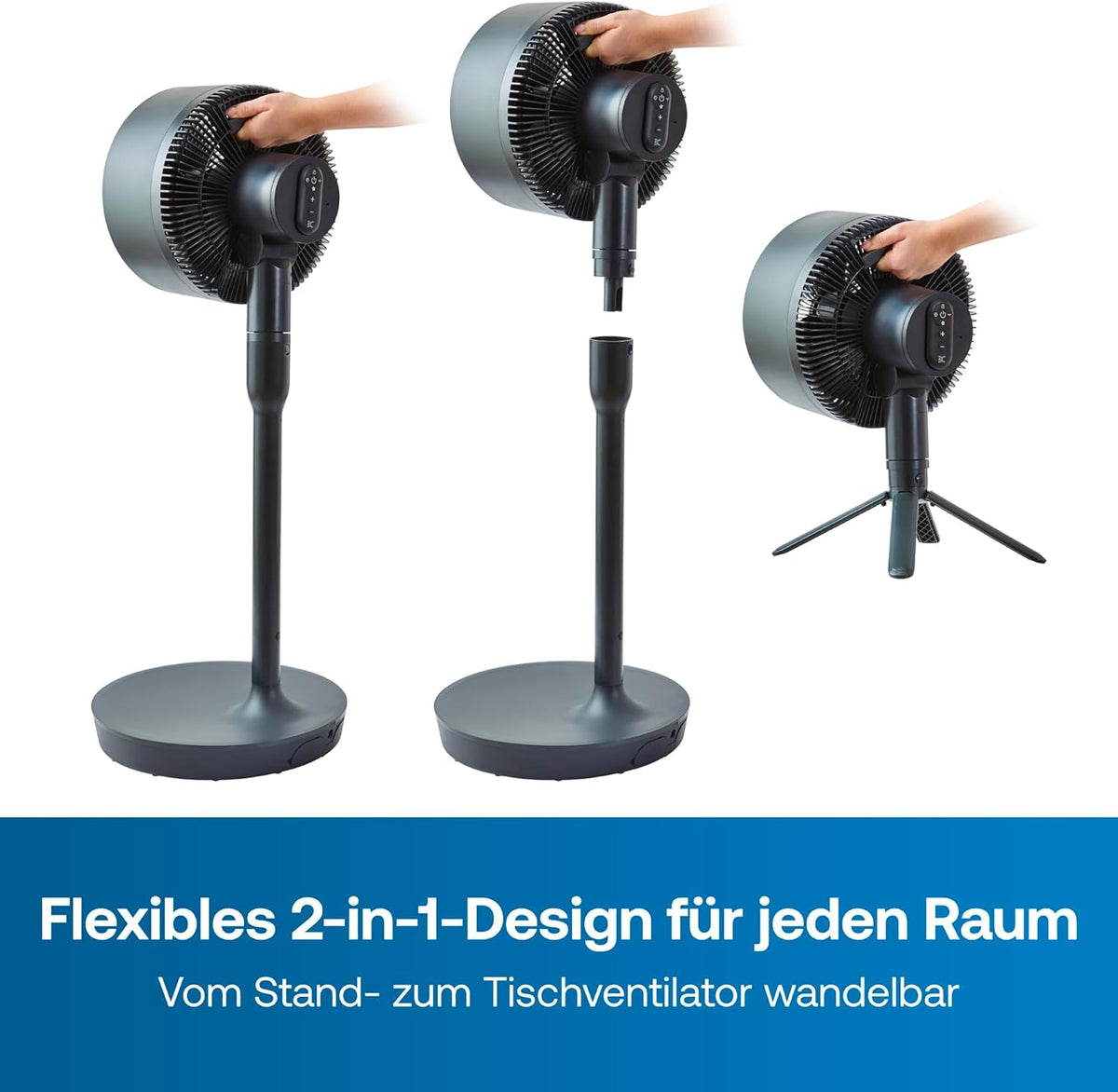 Dimplex DUOCOOL Smart Wireless 2-in-1 Akku-Ventilator – 45h, 36dB, IP54, 20m, Alexa, App, Schwarz