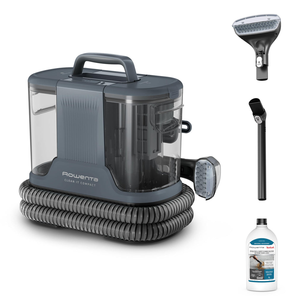 Rowenta Clean It Fleckenreiniger, tragbarer Teppichreiniger, schnelle und einfache Reinigung, abnehmbarer 2.3-Liter-Tank, wechselbare Reinigungsköpfe, 750 Watt, Grün, Schwarz, IN5020F0