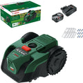 Bosch Akku-Mähroboter VISIMOW18V-100 (für Rasenflächen bis 100 m², Schnittbreite: 16 cm, Schnitthöhe: 20-60 mm, mit Ersatzmessern, inkl. Akku und Ladegerät)