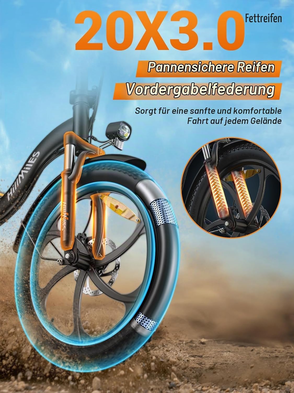 MilePort 1 Elektrofahrrad Für Erwachsene, 250W Klappbares Elektrofahrrad Mit 36V 13AH Abnehmbarem Akku, Geschwindigkeit 25KM/H und Reichweite 100KM, 20„* 3.0“ Fetter Reifen E-Bikes Für Stadtpendler