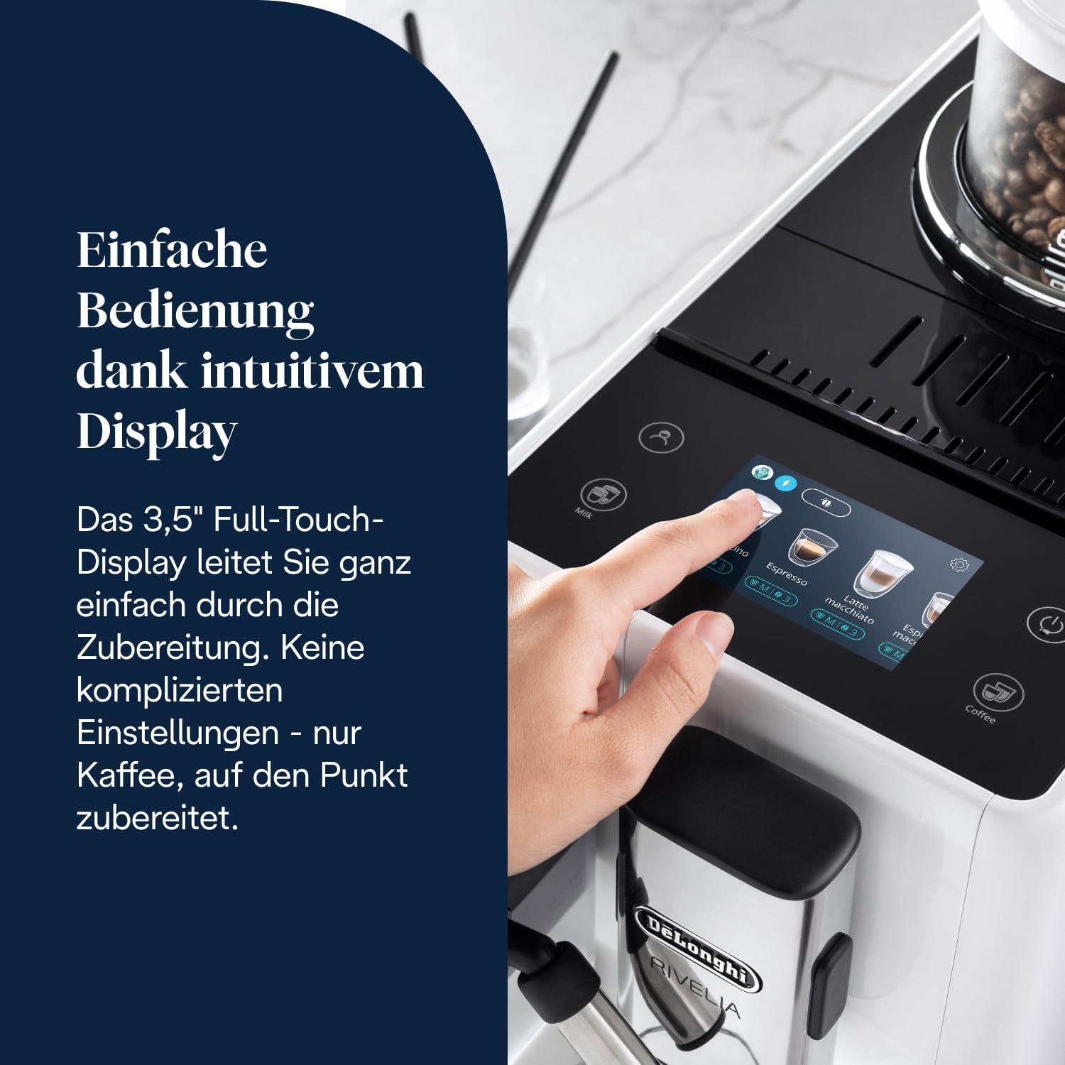 De'Longhi Rivelia - Kaffeevollautomat 16 Getränke Weiß