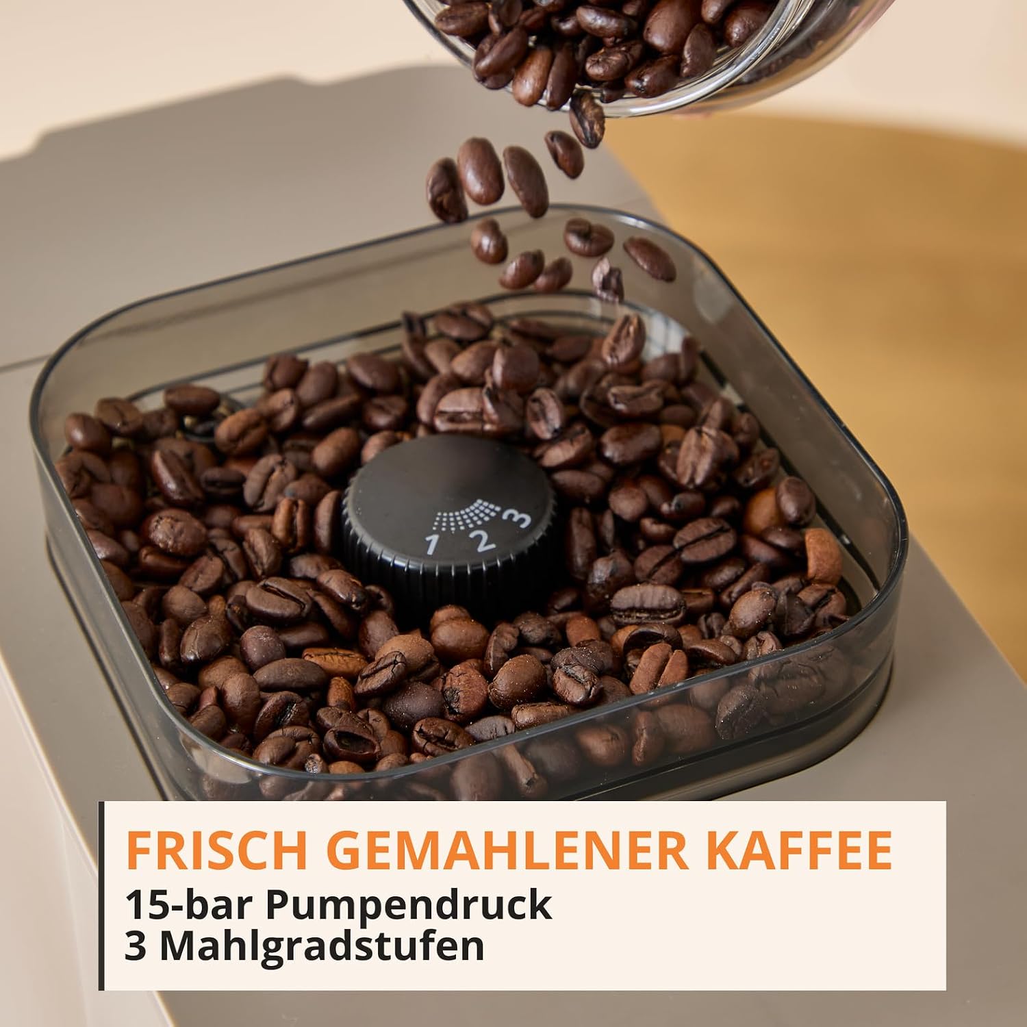 KRUPS Coffee Crush Extra Kaffeevollautomat, nur 15 cm breit, Beige