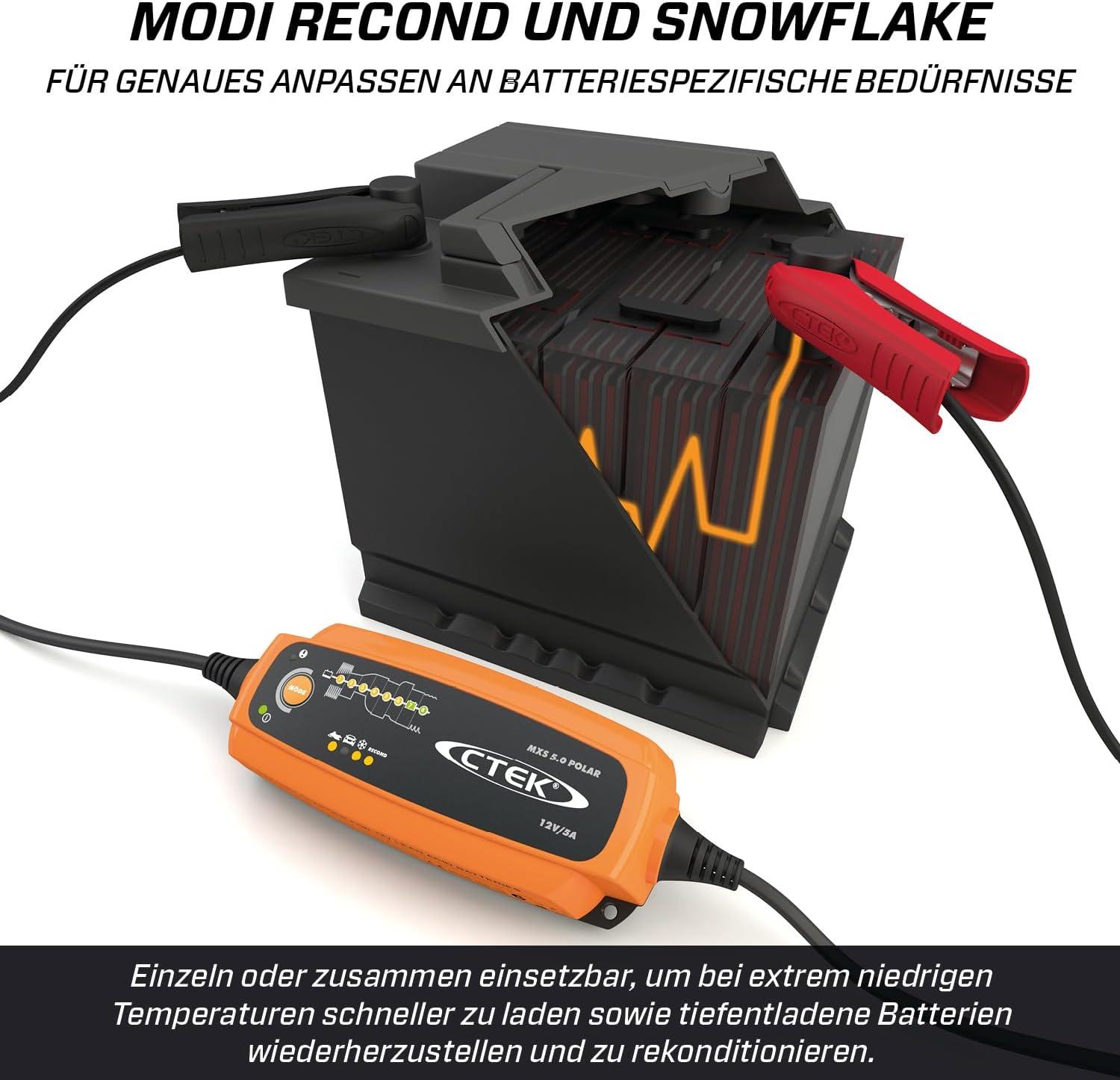 CTEK 5.0 Polar, Batterieladegerät 12V Für Extreme Kälte, Erhaltungsladegerät, Intelligentes Ladegerät Auto Und Motorschlitten, Batteriepfleger Mit Entsulfatierungsprogramm Und Rekonditionierungsmodus