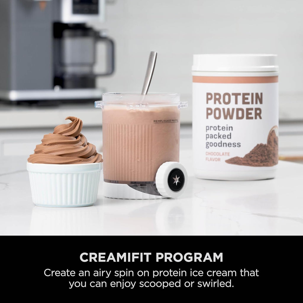 Ninja CREAMi Scoop and Swirl Soft Serve and Ice Cream Maker with 2x Tubs | 13 Functions, Makes Ice Cream, Soft Serve, Gelato, Sorbet, Milkshakes and More, Mix-In Option, Platinum Silver, NC701UK