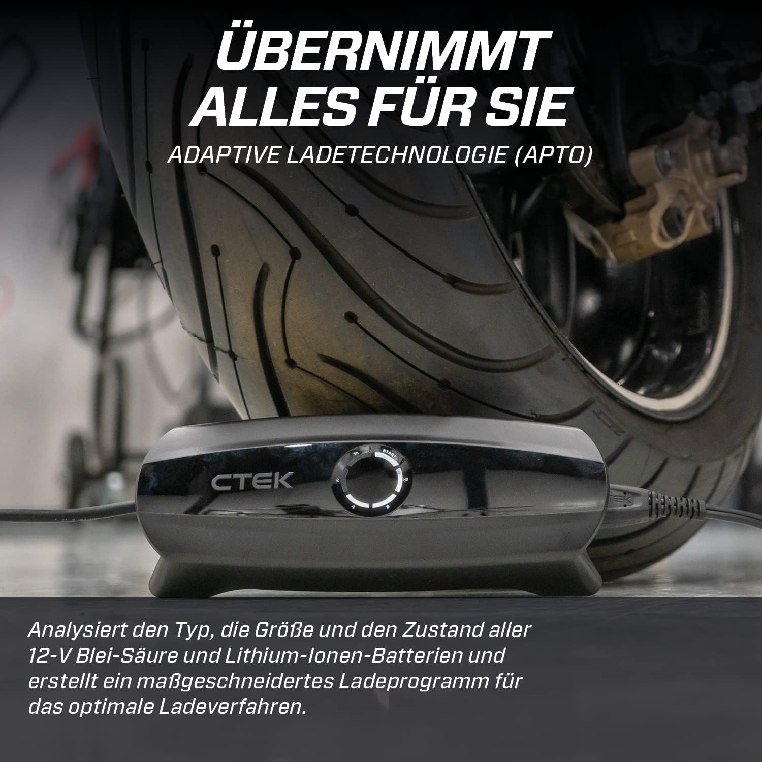 CTEK CS ONE, Batterieladegerät 12V, Intelligentes Ladegerät Motorrad, Ladegerät Auto, Erhaltungsladegerät Mit Adaptive Ladung, App, Rekonditionierungsmodus Und Polaritätsfreie Klemmen Schwarz