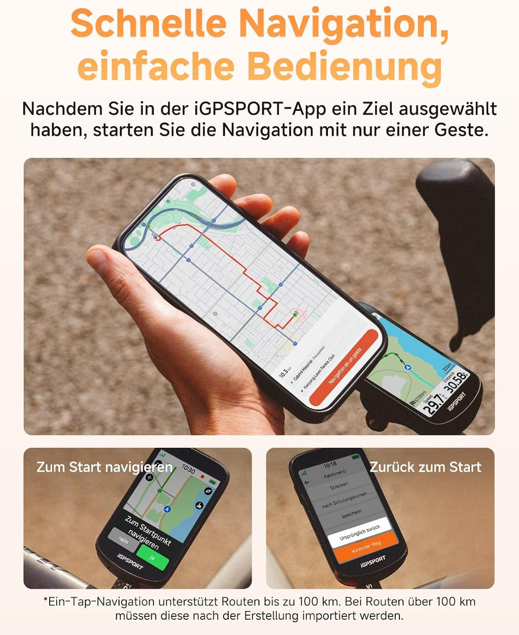 iGPSPORT BSC500 Fahrradcomputer, 3,3-Zoll-Touchscreen, Karten- und Sprachnavigation, E-Bike-Modus, Virtuelles Fahren, ANT+BLE, IPX7