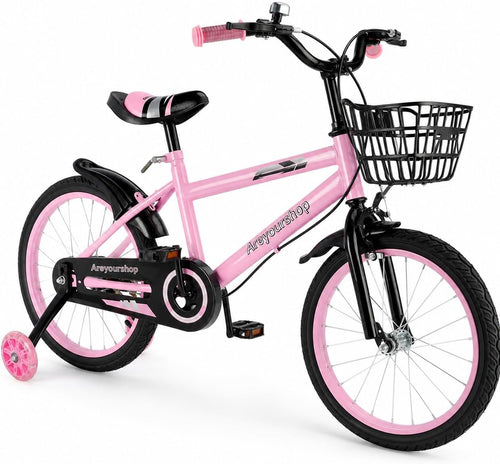 18 Zoll Kinderfahrrad, Verstellbarer Sitz & Lenker, Kohlenstoffstahlrahmen, Doppelbremsen, Stoßfeste Speichenräder, Magnetisches Blitzrad, Abnehmbare Stützräder