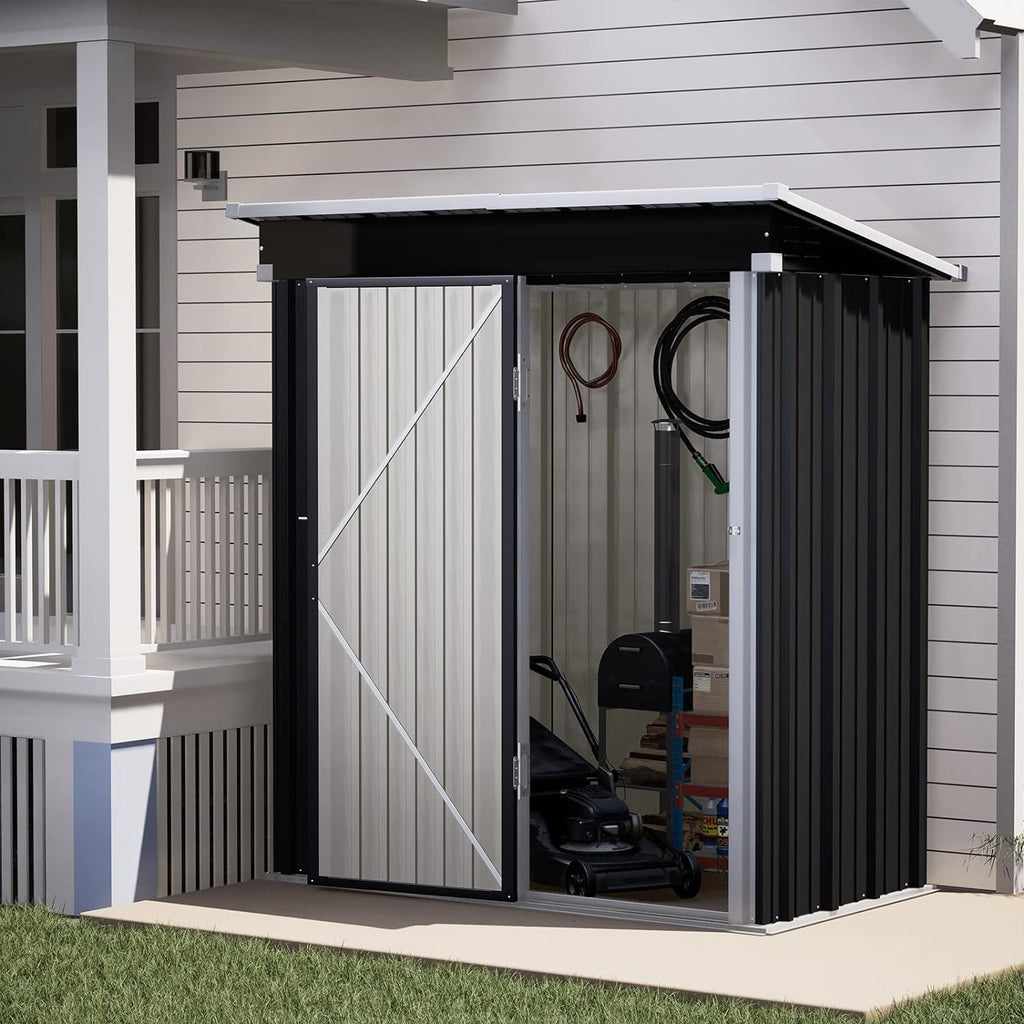 UDPATIO Metall Gartenhaus mit 4 m³ - 228 x 121 x 181 cm für den Außenbereich, Geräteschuppen, Fahrradgarage, Verzinkter Stahl mit Abschließbarer Tür für Hinterhof,Dunkelgrau
