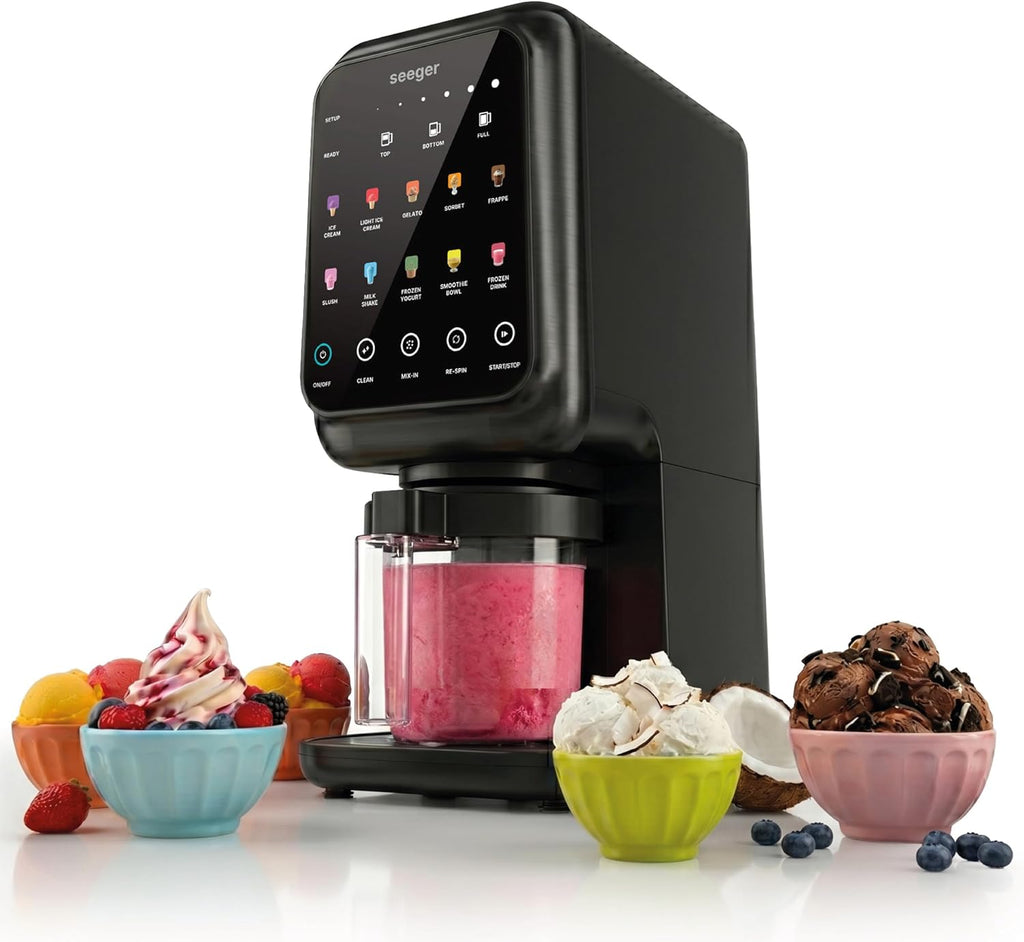 SEEGER MultiCream Eismaschine 10-in-1 1,5 L – SmartSpin, 3 EasyCups, Touchscreen, Schwarz