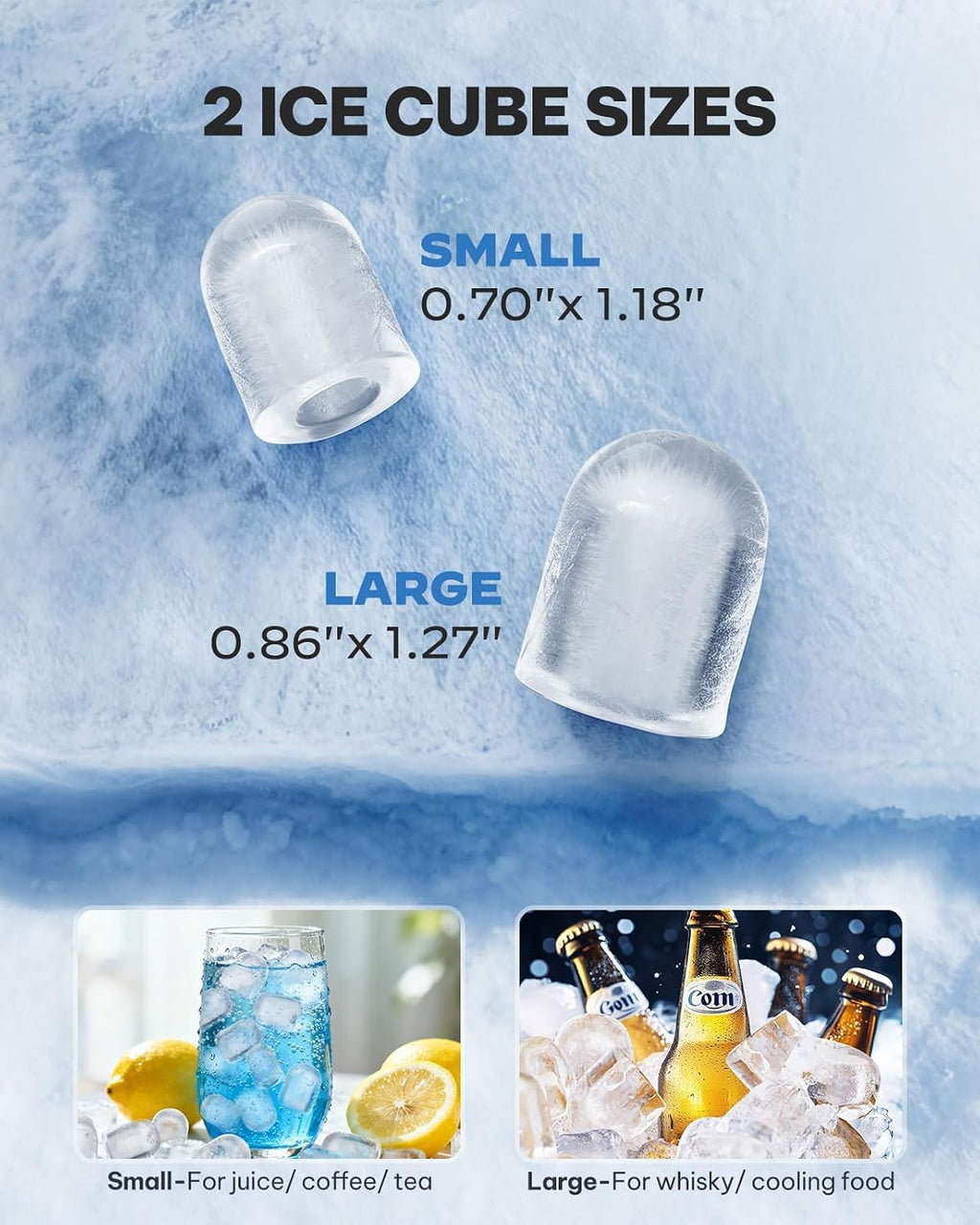 Silonn Ice Cube Machine with Handle Ice Cube Basket - Portable & Self-Cleaning, Mini Ice Maker 9 Ice Cubes / 6 Minutes 12 kg/day, Easy to Remove Ice Cubes and Use Anywhere