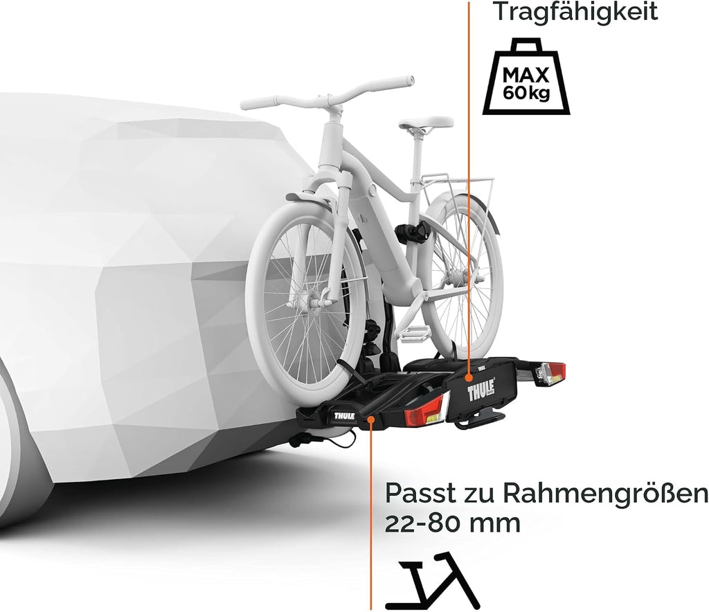 THULE 933B EasyFold XT 2bc. Schwarz (13-polig), ohne Beutel für Fahrradträger/Stangen, Sport, Mehrfarbig (Mehrfarbig),