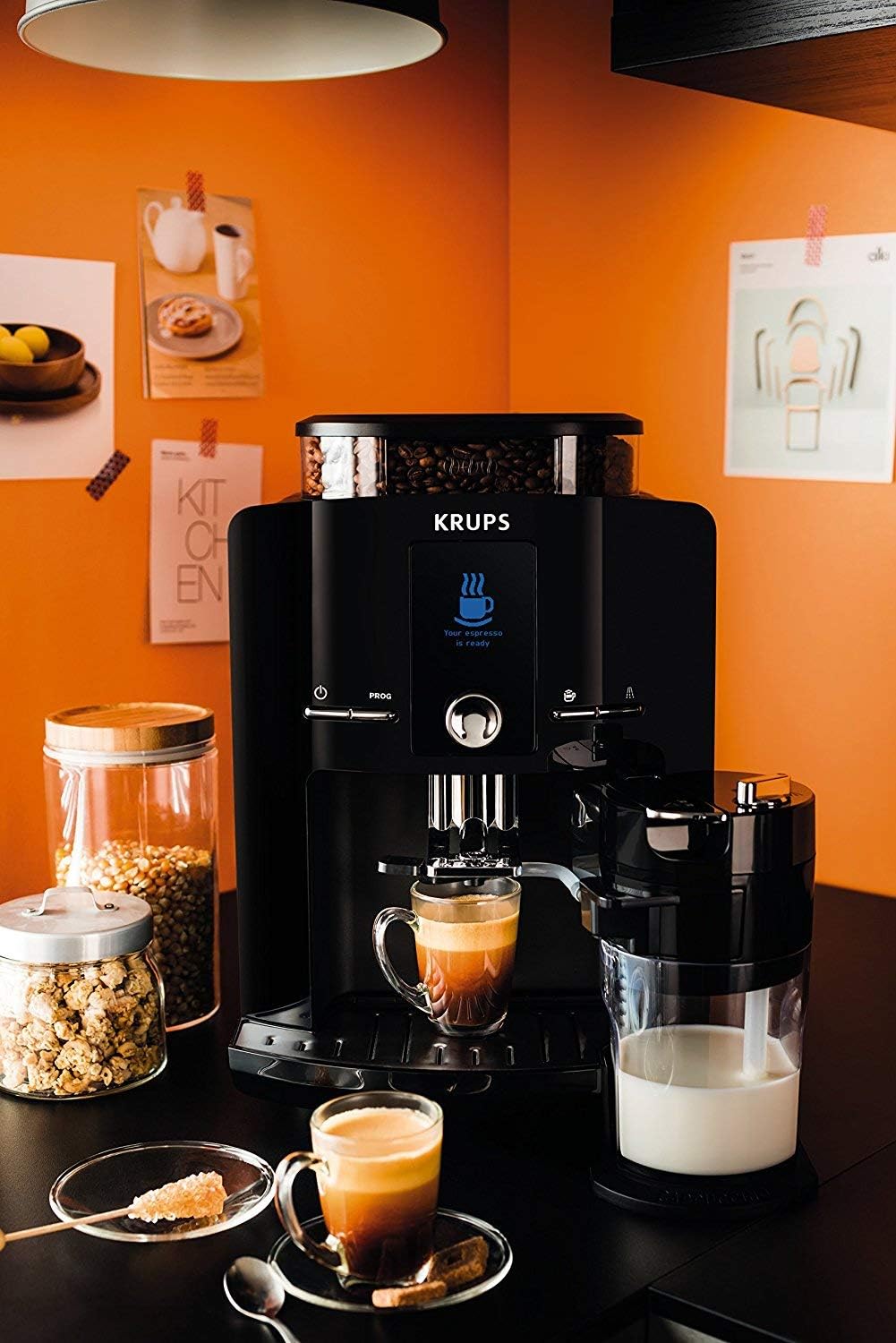 KRUPS EA8298 Kaffeevollautomat Latt'Espress One-Touch-Funktion | 1,7 L | 15 bar | LC Display | Cappuccinatore | schwarz