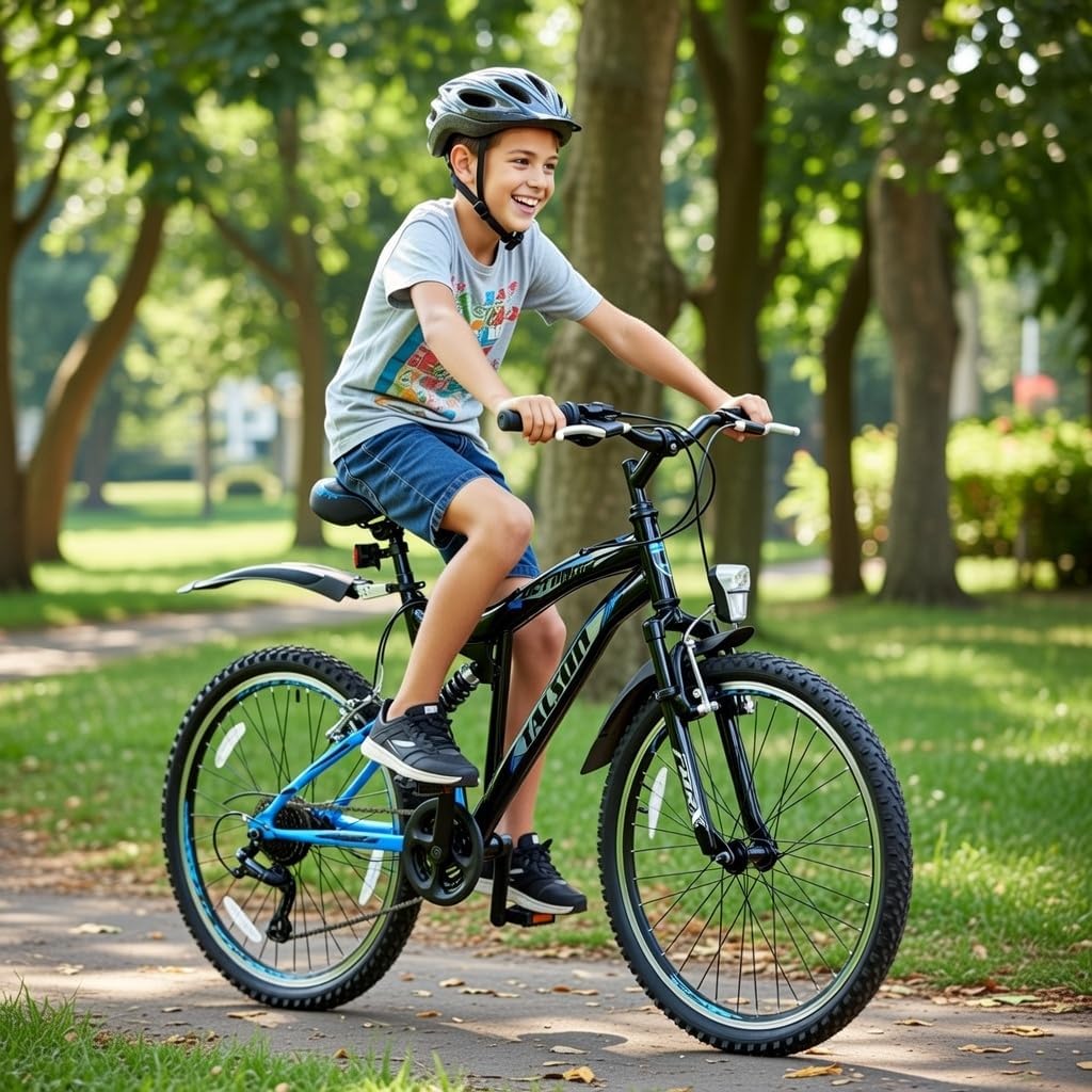 Talson 26 Zoll Mountainbike Fahrrad MIT VOLLFEDERUNG & Beleuchtung 21-Gang OXT Black