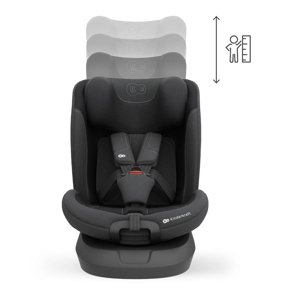 Kinderkraft I-GROW 2 PRO Child Seat 0-36 kg, I-SIZE 40-150 cm, 360 Degree Rotatable, Child Car Seat with Isofix Station, FWF and RWF, Adjustable Headrest/Backrest with Reclining Position, Black