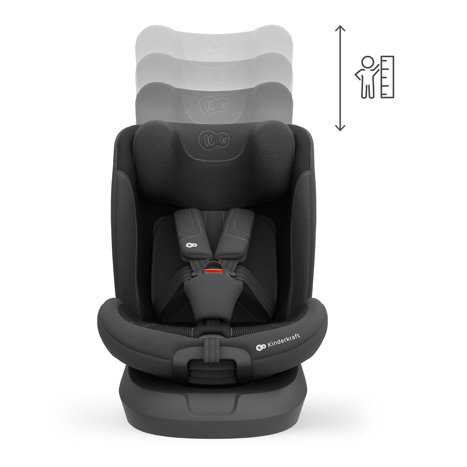 Kinderkraft I-GROW 2 PRO Child Seat 0-36 kg, I-SIZE 40-150 cm, 360 Degree Rotatable, Child Car Seat with Isofix Station, FWF and RWF, Adjustable Headrest/Backrest with Reclining Position, Black