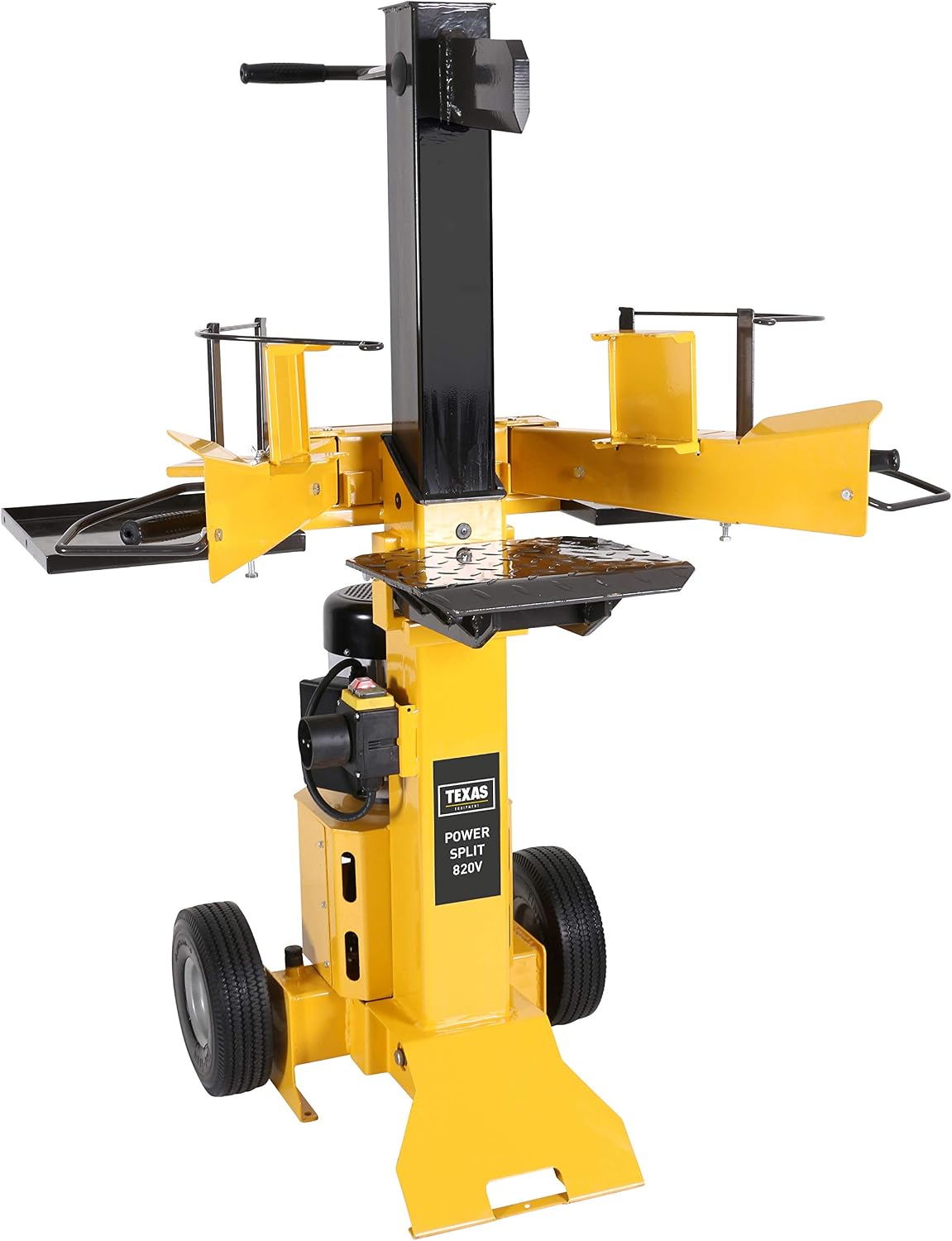 TEXAS Holzspalter 8t Brennholzspalter 8 Tonnen Spalter stehend 230V elektrisch 3500 Watt Power Split 820V | 8 Tonnen Spaltkraft | für Hart- und Weichholz geeignet | große stabile Räder