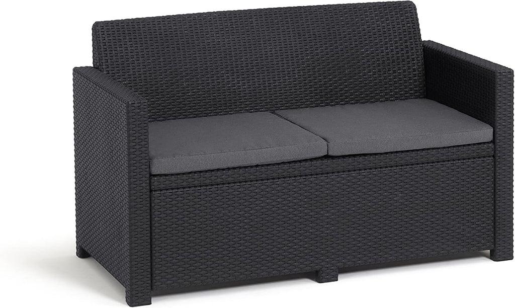 Allibert by Keter Gartenlounge Set Alabama, graphit/cool grey, 4tlg., inkl. Sitzkissen, Kunststoff, flache Rattanoptik