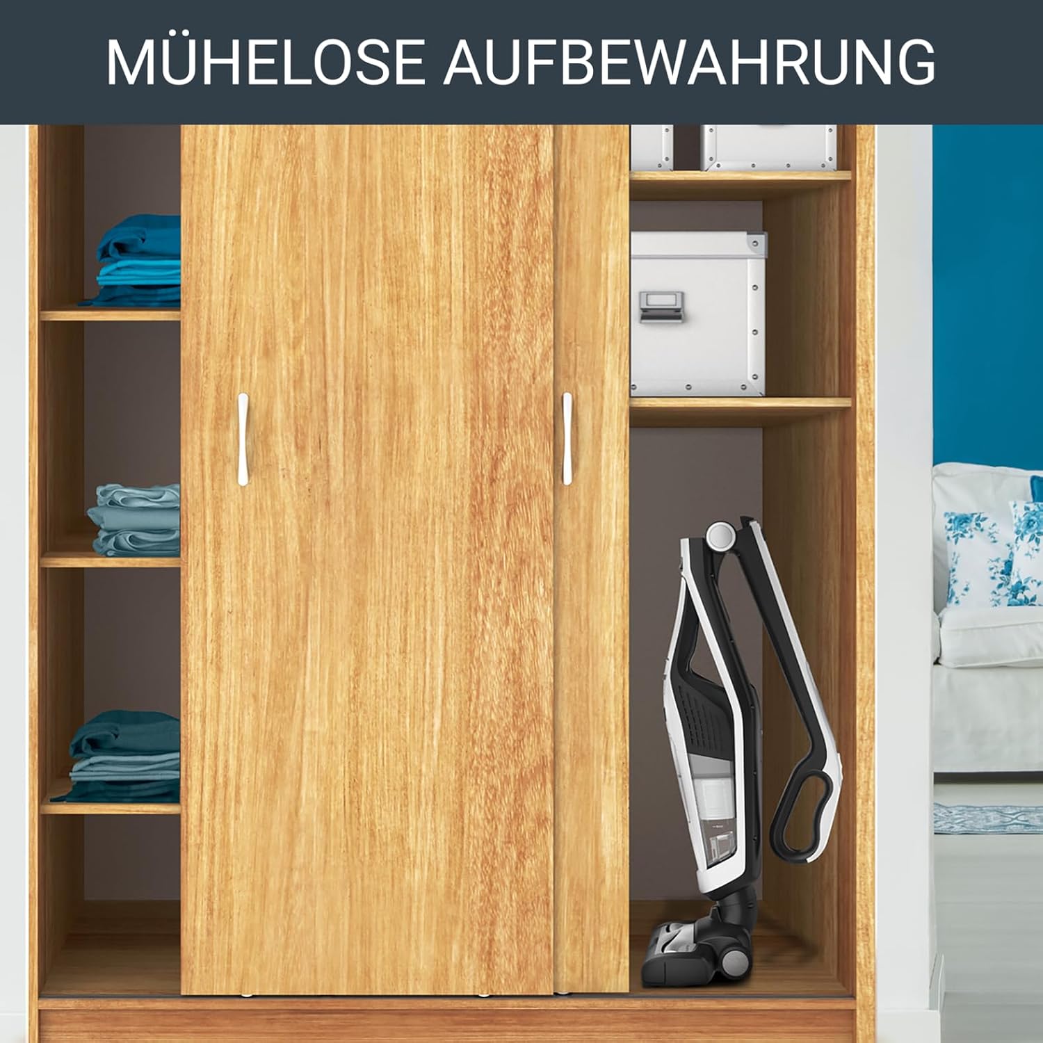 Rowenta RH6737 Dual Force 2-in-1 kabelloser Akku-Stabstaubsauger, integrierter Handstaubsauger, klappbarer Griff, sehr leicht – nur 2,5 kg, LED-Beleuchtung, Weiß, 45 min