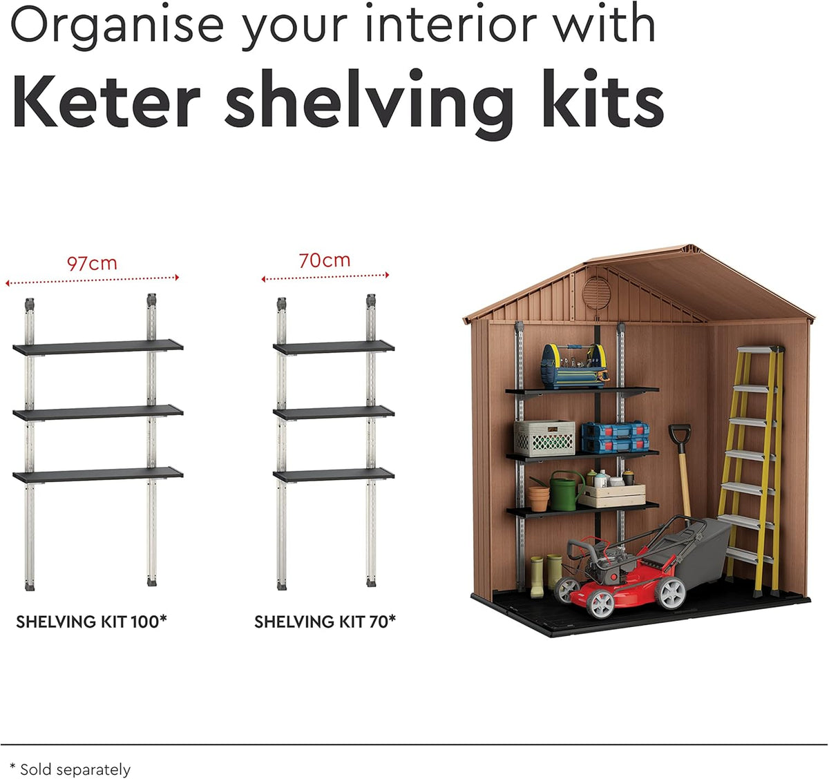 Keter Gerätehaus Darwin 6x4 DD, Braun, Außenmaße 190x122x221cm, wartungsfrei, Kunststoff,wetterfest, Gartenhaus Geräteschuppen Gartenhütte, Hütte für Gartengeräte