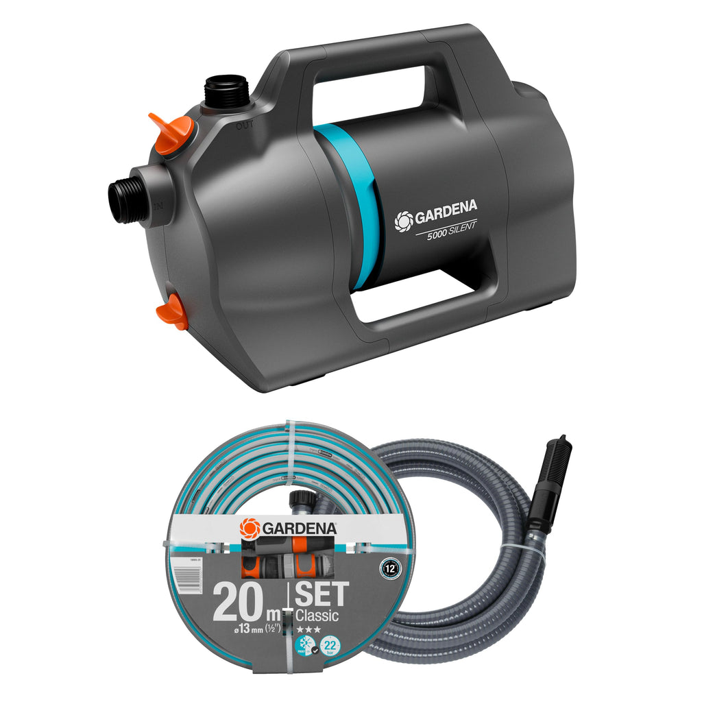 Gardena Gartenpumpe 5200 Silent Set Pumpen: 26% mehr Wasserdurchfluss bei gleichem Energieverbrauch im Vergleich zum Vorgänger-Modell*, Leise im Betrieb (09085-20)