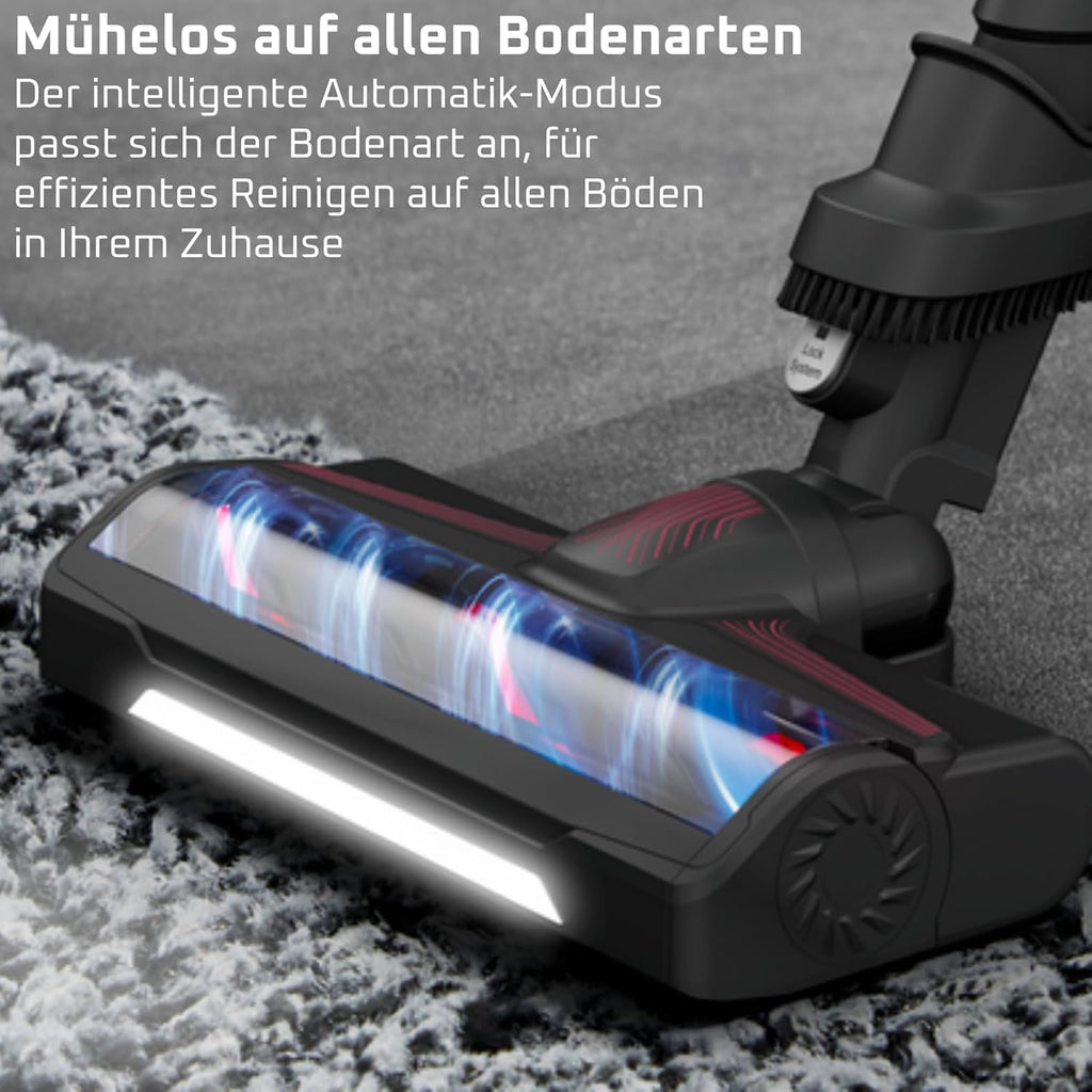 Rowenta X-Force Flex 9.60 Complete, Akku Stab-Staubsauger, tiefenreinigende Kraft, Akku Staubsauger mit 100 AW, vollständiges Reinigungsset, LED-Leuchten, kabellos, langlebiger Akku, rot, RH2099WO