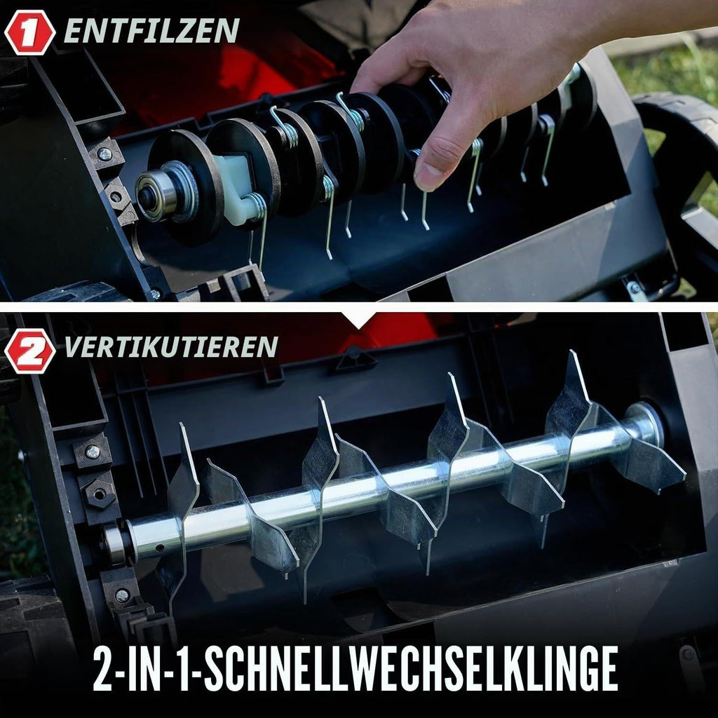 MZK Elektro Vertikutierer & Rasenlüfter, 38 cm, 3700 U/min