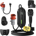 dé Mobile Wallbox 11 kW [3-Phase, 7 m, 6-16 A] with Adjustable Charging Power | Charging cable for car CEE 16A 400V to type 2 charging cable, RCD type A 30mA AC + 6mA DC, IP66, EV charger for BEV/PHEV