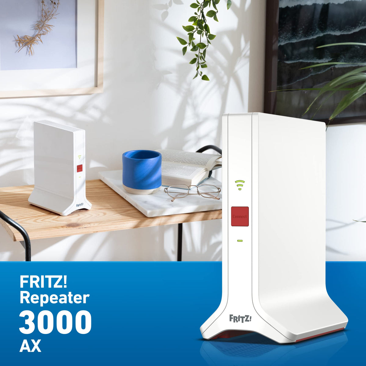 FRITZ!Repeater 3000 AX – Wi-Fi 6 Tri-Band Repeater mit bis zu 4.200 MBit/so