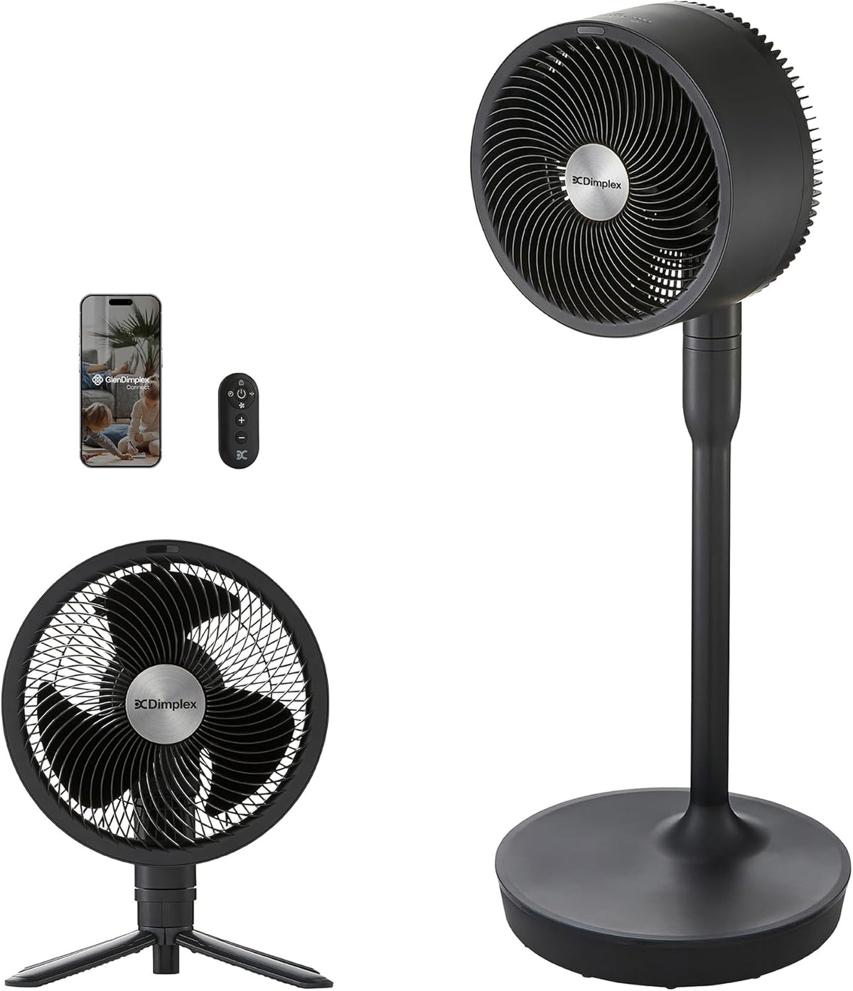 Dimplex DUOCOOL Smart Wireless 2-in-1 Akku-Ventilator – 45h, 36dB, IP54, 20m, Alexa, App, Schwarz