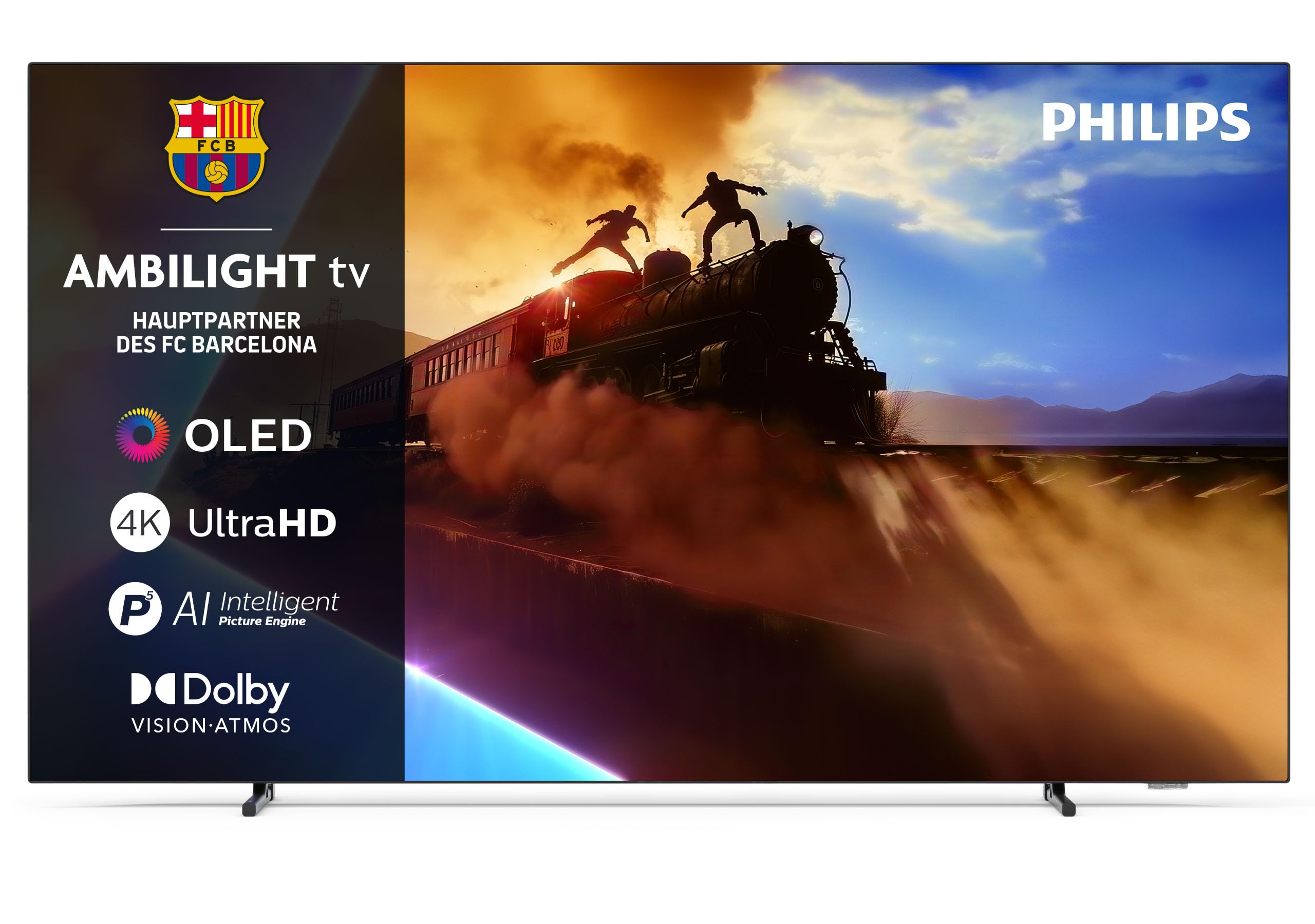 PHILIPS Ambilight 48OLED760 4K OLED Smart TV - 48 Zoll Display mit P5 AI Perfect Picture Engine Ultra HD, Titan OS, Dolby Vision und Atmos Sound - Funktioniert mit Alexa und Google Sprachassistent