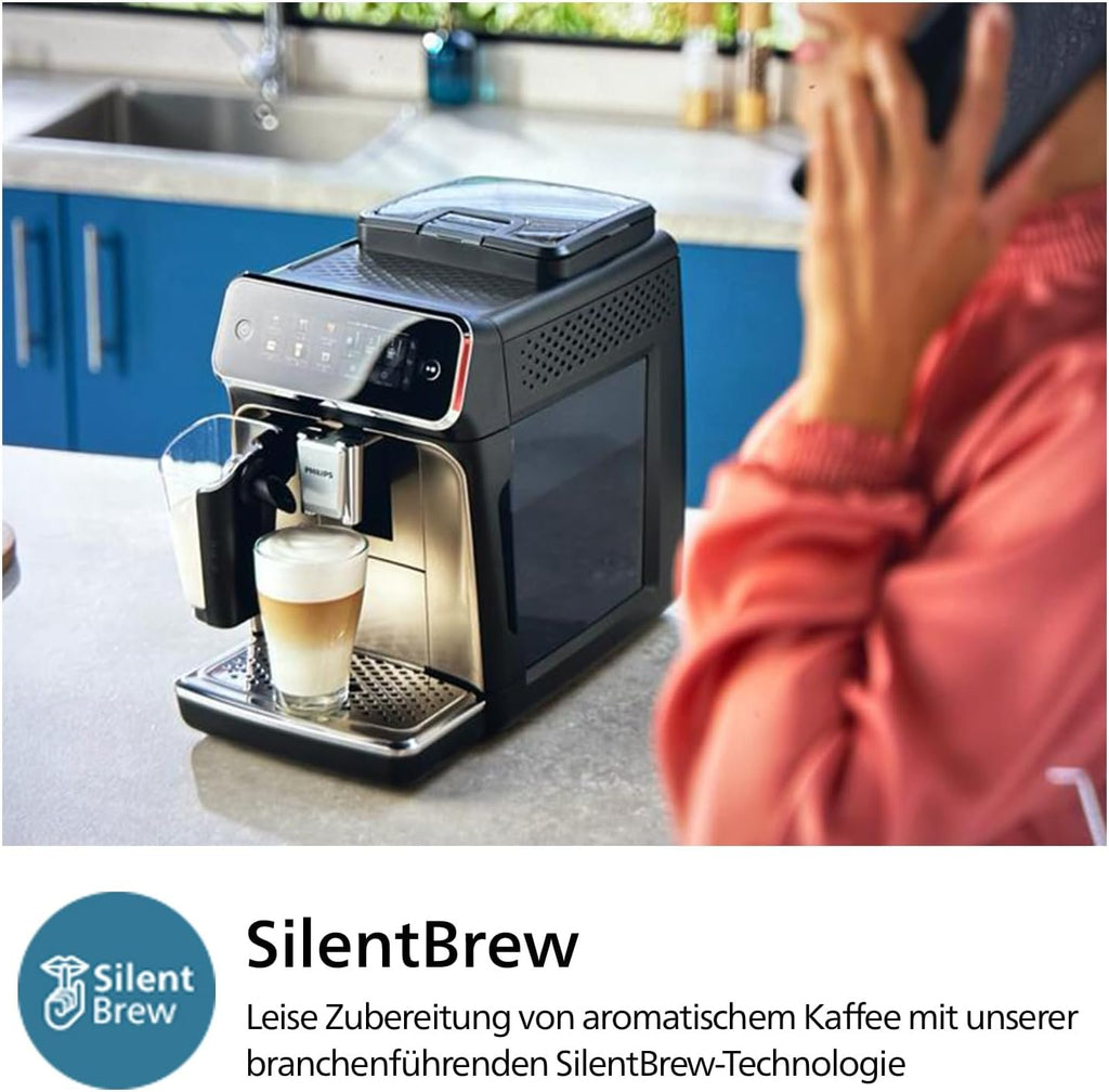 Philips EP3347/90 3300 Series LatteGo Kaffeevollautomat 1,8L – SilentBrew, AquaClean, 12-stufig, Schwarz/Chrom