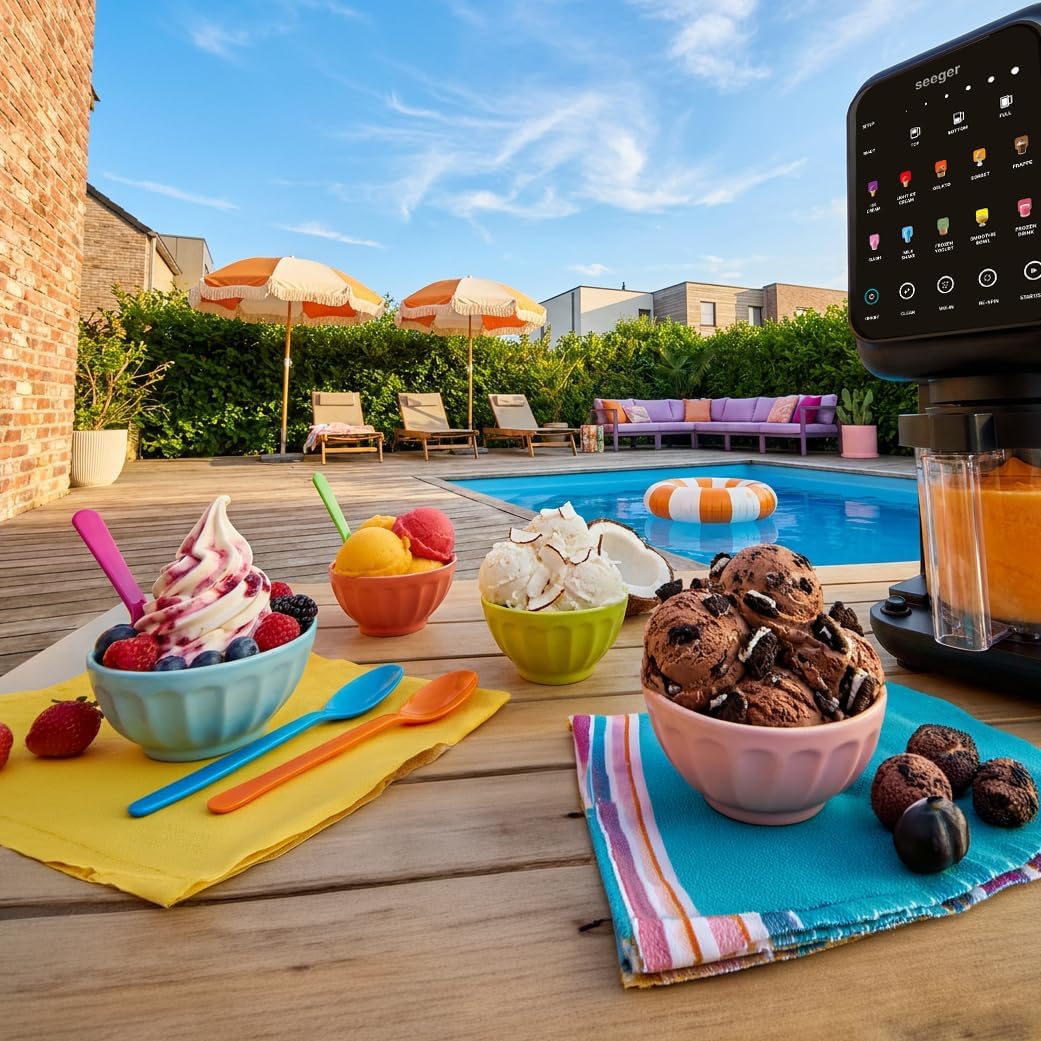 SEEGER MultiCream Eismaschine 10-in-1 1,5 L – SmartSpin, 3 EasyCups, Touchscreen, Schwarz