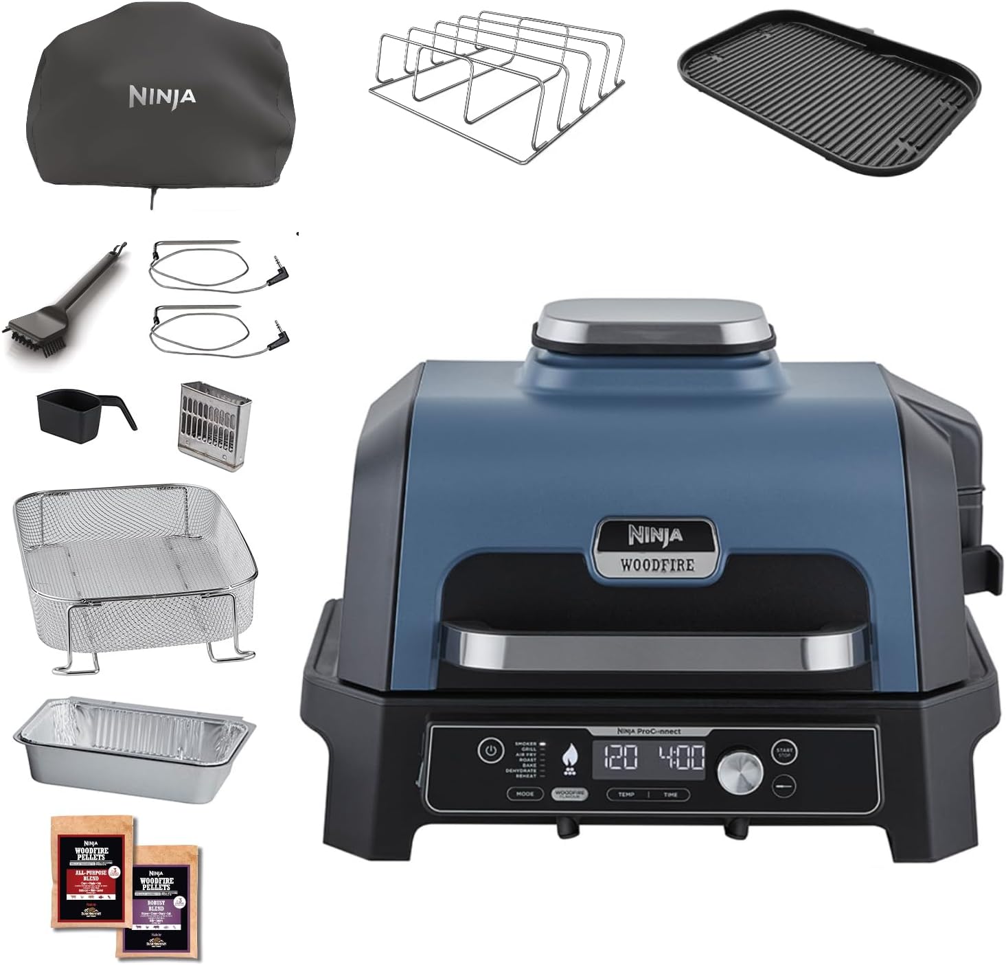 Ninja Woodfire Pro Connect XL Elektrischer BBQ Smoker Grill, App-Steuerung