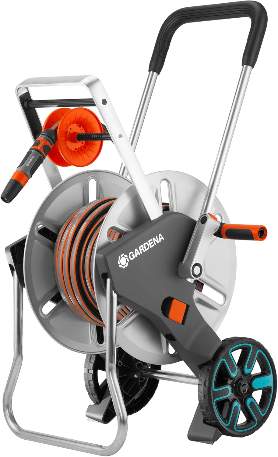 Gardena CleverRoll M Easy Metall Set: Schlauchwagen mit 60 m Kapazität, sehr standfest, stabile Schlauchführung, inkl. 25m Schlauch (18547-20)