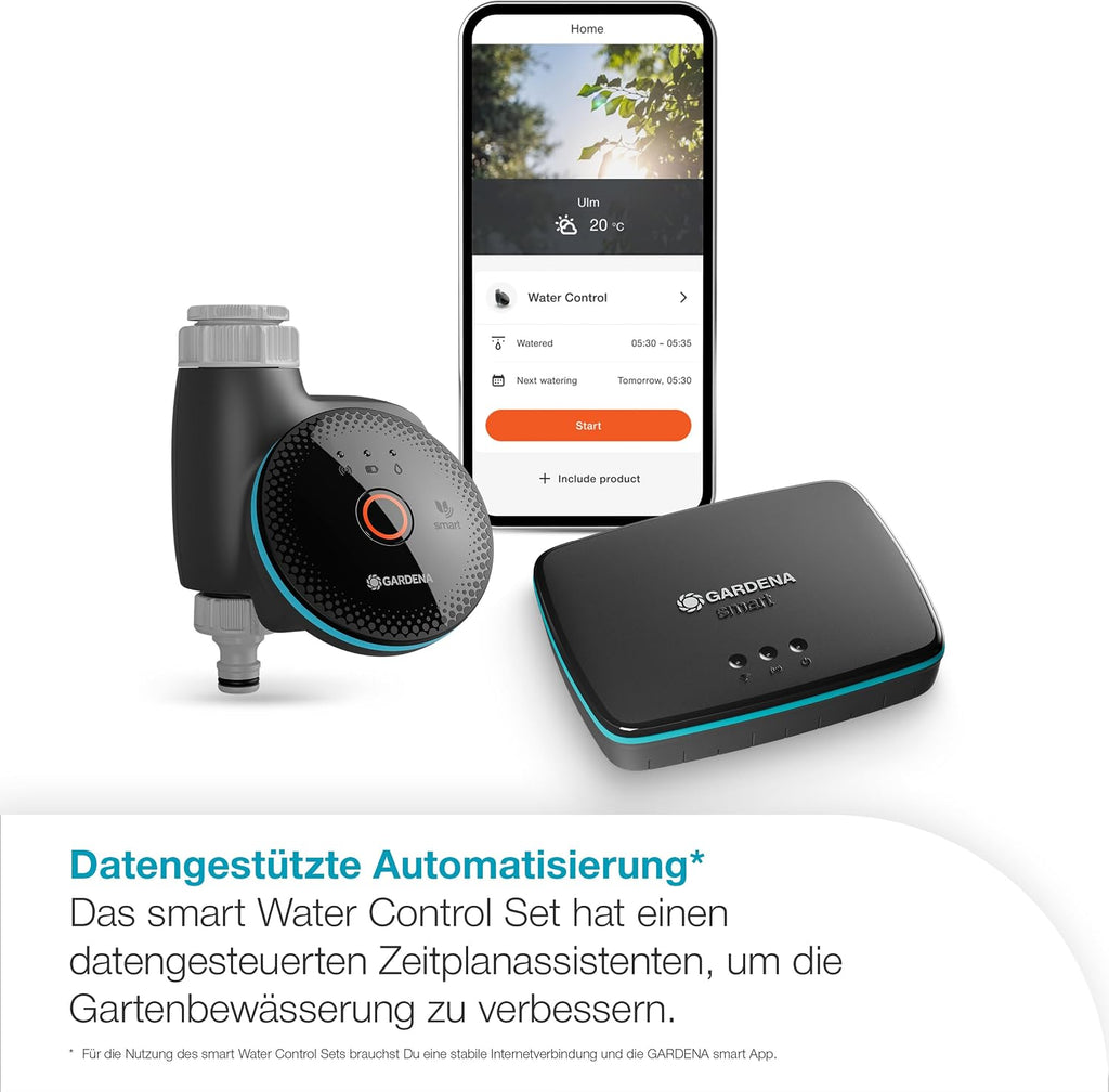 Gardena smart Water Control Set Bewässerungssteuerung; smart: Datengesteuerte Bewässerung*, Smart Home Integration*, Clevere Bewässerung, Hochwertige Ventiltechnik (19043-20)