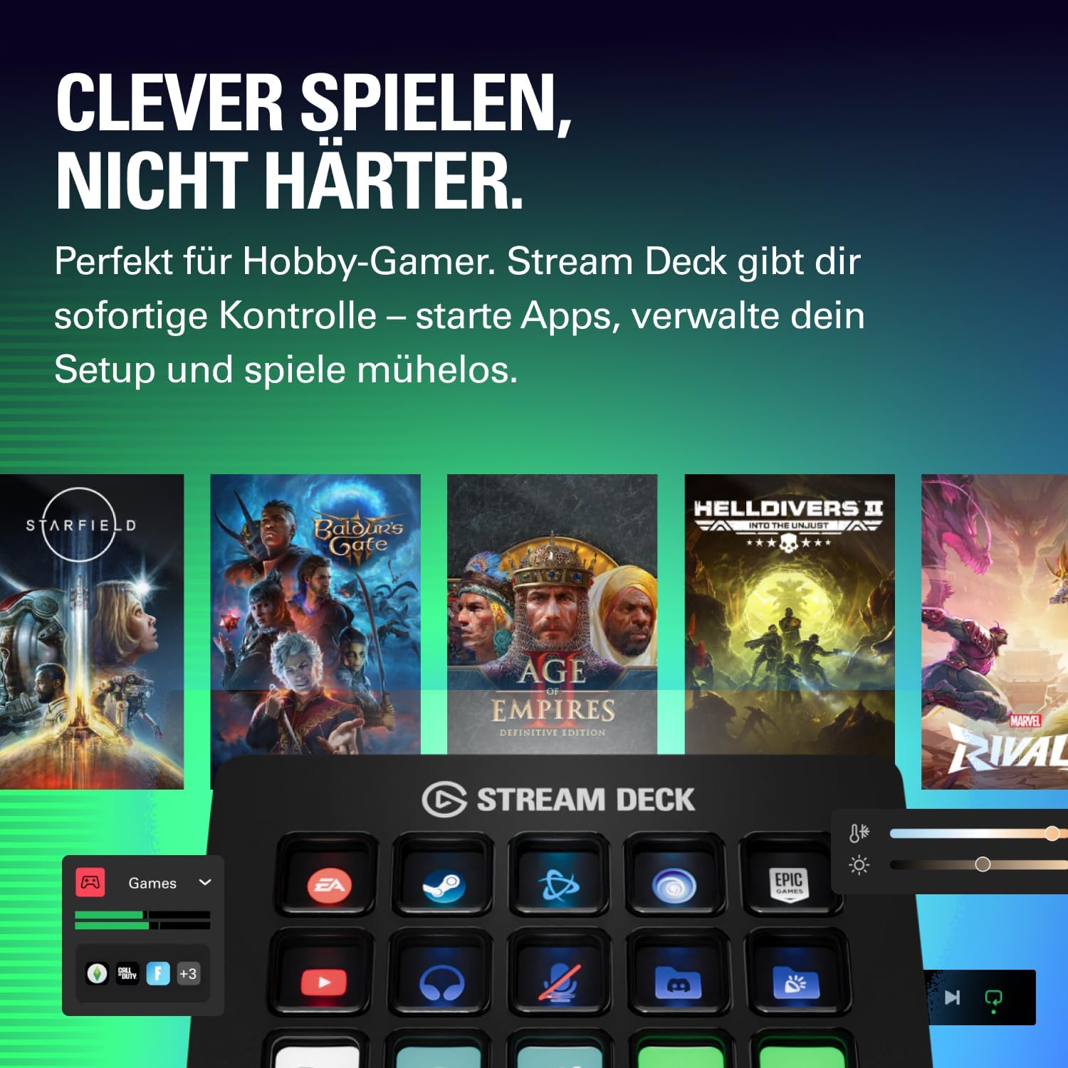 Elgato Stream Deck MK.2 - Studio Controller, 15 Macro Keys, Triggering Action in Apps and Software such as OBS, Twitch, YouTube and More, for Mac and PC | For actions in OBS, Twitch, YouTube and more, visual feedback, hundreds of plugins, Mac and PC