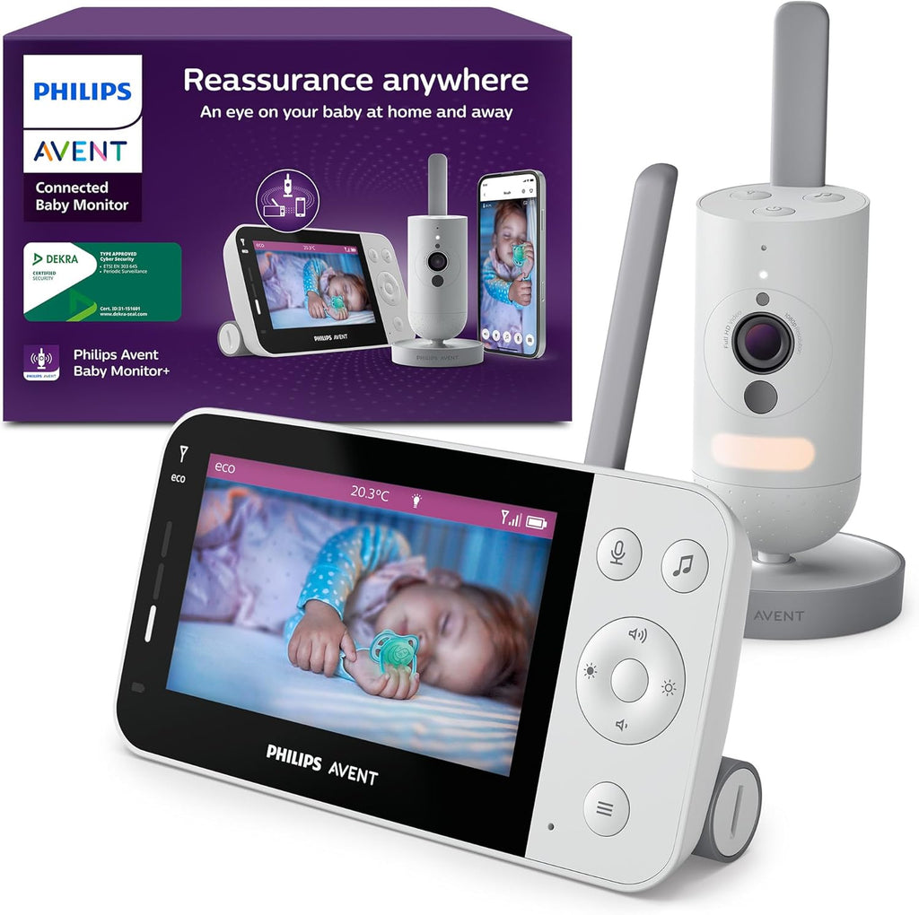 Philips AVENT Connected Baby Monitor with Camera and WiFi, High-Quality HD Camera, Infrared Night Vision Function, Scream Detection, Intercom Function, DEKRA Certified Private and Safe, SCD951/26