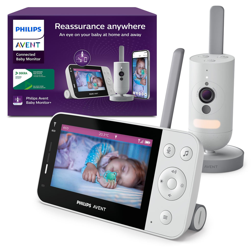 Philips AVENT Connected Baby Monitor with Camera and WiFi, High-Quality HD Camera, Infrared Night Vision Function, Scream Detection, Intercom Function, DEKRA Certified Private and Safe, SCD951/26